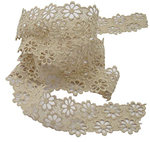 Stephanoise Ätzspitze, Gipüre, 40mm, glänzend, Spitze, nähen, Meterware, 1meter (Hellbraun) von STEPHANOISE