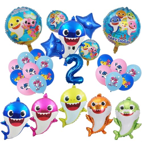 Shark Geburtstagsdeko 2 Jahre, Shark Birthday Party Set Shark Folienballons Für Kinder Luftballons Party Deko Set, Für Kinder Jungen Mädchen Geburtstagsfeier Dekoration Shark Geburtstagsdeko 2 Jahre, Shark Birthday Party Set Shark Folienballons Für Kinder Luftballons Party Deko Set, Für Kinder Jungen Mädchen Geburtstagsfeier Dekoration von STEPRITP