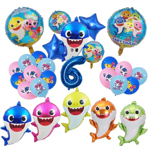 Shark Geburtstagsdeko 6 Jahre, Shark Birthday Party Set Shark Folienballons Für Kinder Luftballons Party Deko Set, Für Kinder Jungen Mädchen Geburtstagsfeier Dekoration Shark Geburtstagsdeko 6 Jahre, Shark Birthday Party Set Shark Folienballons Für Kinder Luftballons Party Deko Set, Für Kinder Jungen Mädchen Geburtstagsfeier Dekoration von STEPRITP
