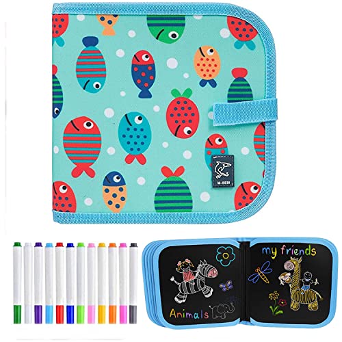 14 Seiten Abwischbares Malbuch für Jungen Mädchen, Graffiti Zeichenbrett mit 12 Farbstiften, Seiten Wiedervernwendbar maltafel zaubertafel, Tragbares Löschbares Doodle drawing tablet(Kleiner Fisch) 14 Seiten Abwischbares Malbuch für Jungen Mädchen, Graffiti Zeichenbrett mit 12 Farbstiften, Seiten Wiedervernwendbar maltafel zaubertafel, Tragbares Löschbares Doodle drawing tablet(Kleiner Fisch) von STEWFF