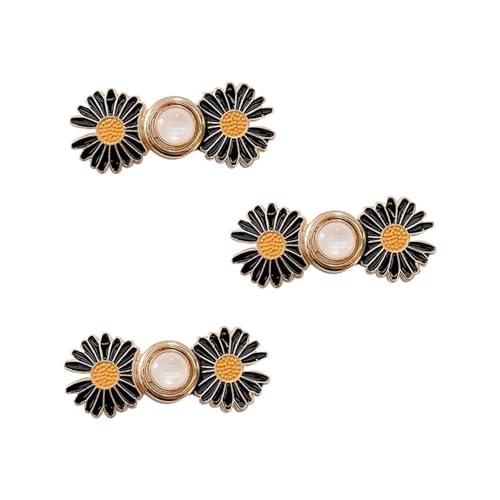 STHOYN Kreative Hosenbund Enger Machen Schnalle Reducer Hosen Enger Machen Clip Frauen Verstellbarer Rock Waist Knots(Black-gold daisies) von STHOYN