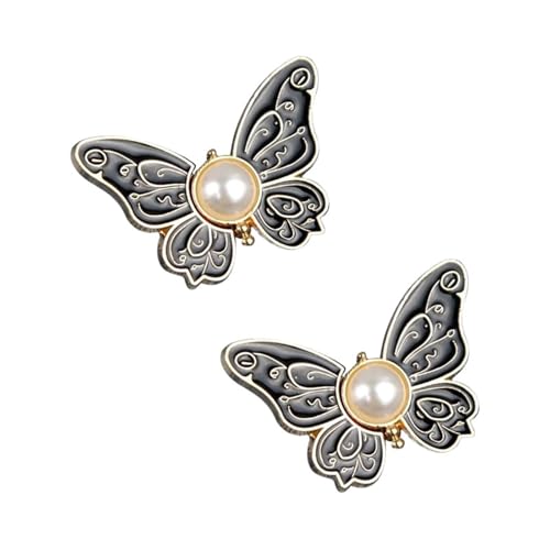 STHOYN Minimalistischer Schmetterling Hosenbund Enger Machen Für Jeans Hosen Enger Machen Clip Frauen Schnalle Anpassung Kreative Waist Knots Regulator(Schwarz,2 pcs) von STHOYN