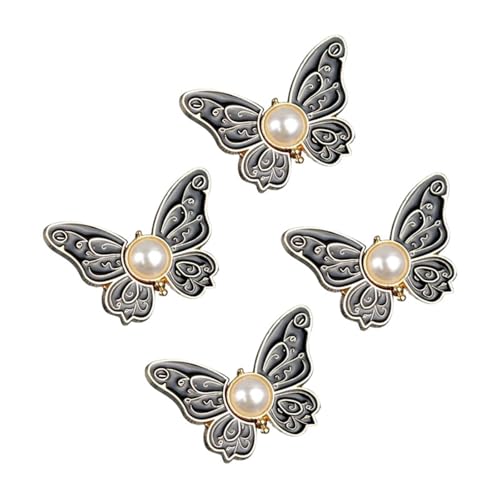 STHOYN Minimalistischer Schmetterling Hosenbund Enger Machen Für Jeans Hosen Enger Machen Clip Frauen Schnalle Anpassung Kreative Waist Knots Regulator(Schwarz,4 pcs) von STHOYN