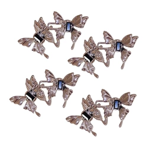 STHOYN Modevolle Schmetterling Hosenbund Enger Machen 4-teilige Set Hosen Enger Machen Clip Frauen Fixierung Anpassung Schnalle Einfache No-Nähen Waist Knots(Silver) von STHOYN