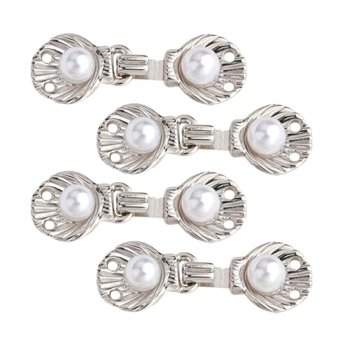 STHOYN Skirt Hosenbund Enger Machen Reducer Pearl Passende Hosen Enger Machen Clip Frauen Für Kleid Hosen & Denim Waist Knots(Silver,4 pcs) von STHOYN