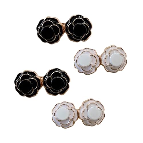 STHOYN Taillenversteller Hosenbund Enger Machen Nähfreie Hosen Enger Machen Clip Frauen Schnalle Taillenband Einstellung Straffer Zubehör Waist Knots Dekorativ(Black*2+White*2) von STHOYN