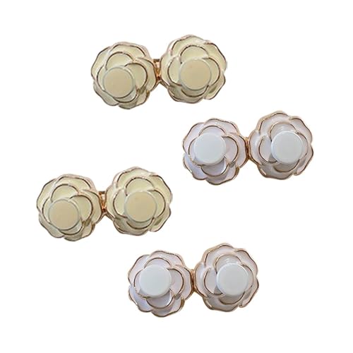 STHOYN Taillenversteller Hosenbund Enger Machen Nähfreie Hosen Enger Machen Clip Frauen Schnalle Taillenband Einstellung Straffer Zubehör Waist Knots Dekorativ(White*2+Beige*2) von STHOYN