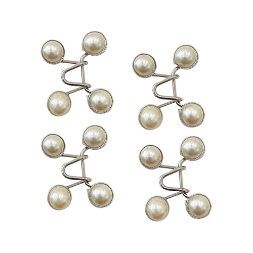 STHOYN Verstellbarer Hosenbund Enger Machen Schnalle No-Nähen Hosen Enger Machen Clip Frauen Regulator Jeans Button Waist Knots(A White Pearl) von STHOYN
