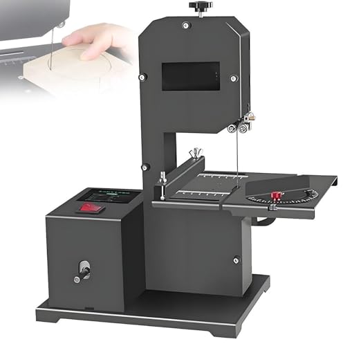 STIDEsknautic Bandsäge für die Holzbearbeitung mit Metalltisch, neigbar (0–45°),70 mm Schnitthöhe,Ausladung: 90 mm,Kurven- und Geradeschnitte,800W-Motor,max Sägebandgeschwindigkeit 1750r/min von STIDEsknautic