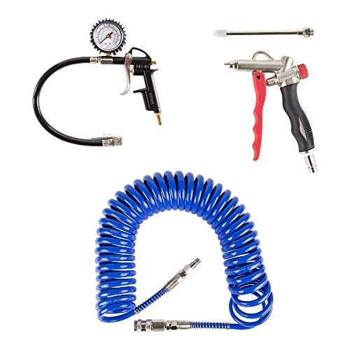 STIER Druckluft-Set Premium, 3-teilig, Reifenfüllmessgerät, Spiralschlauch, Ausblaspistole, mit Wechseldüse, Kfz, mit Knickschutz und aus langlebigem Material STIER Druckluft-Set Premium, 3-teilig, Reifenfüllmessgerät, Spiralschlauch, Ausblaspistole, mit Wechseldüse, Kfz, mit Knickschutz und aus langlebigem Material von STIER
