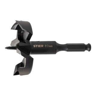 STIER Forstnerbohrer 82 mm Durchmesser, Holzbohrer, selbstzuführende Schraubenspitze, hochwertig, schneller Spanabtrag, für Kork, Karton, Hartholz, MDF STIER Forstnerbohrer 82 mm Durchmesser, Holzbohrer, selbstzuführende Schraubenspitze, hochwertig, schneller Spanabtrag, für Kork, Karton, Hartholz, MDF von STIER