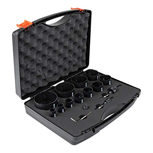 STIER Lochsägen-Set HSS-Co8 Bimetall, 17-teilig (20, 22, 25, 32, 35, 40, 44, 51, 60, 68, 76 mm), Lochsäge Set, Lochkreissäge Set, Kreisschneider-Set, Lochbohrer von STIER