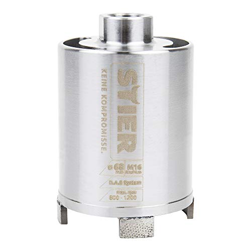 STIER Premium Diamant Dosensenker DAS System für Staubabsaugung, Bohrkrone, Durchmesser: 68 mm, Bohrkopftiefe: 70 mm, M16, Dosenbohrer, Bohrkrone für Steckdosen, Kernbohrer von STIER