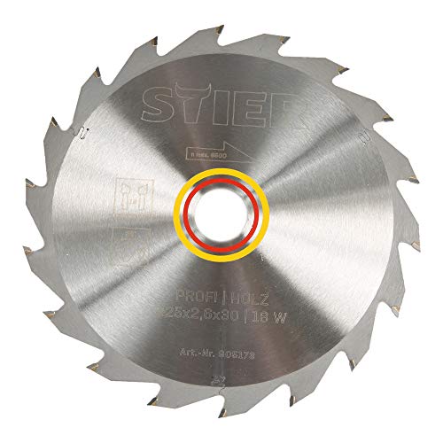 STIER Profi Kreissägeblatt, für Tischkreissägen, Holz, 225x2,6x30, 18 Wechselzähne, gehärtet, 28° Spanwinkel von STIER