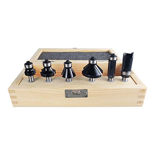 STIER Rand- und Kantenfräser Set, 6-teilig, 8 mm Schaft, Oberfräsen Fräser Set, Fräser für Oberfräse von STIER