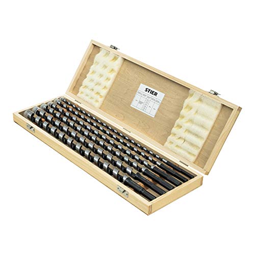 STIER Schlangenbohrer Tieflochbohrer Set 6-teilig 385/460 mm 10-20 mm Federstahl, Holzbohrer, Holzspiralbohrer, C67E-Federstahl für Präzisionsbohrungen von STIER