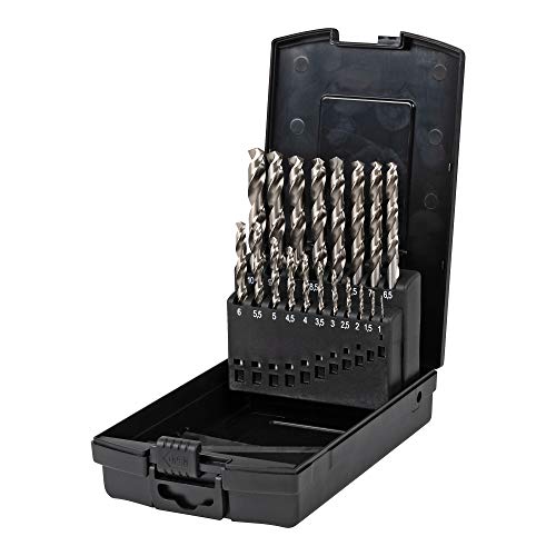 STIER Spiralbohrer Set HSS-Co5 / HSS-E, 19-teilig, Premium Metallbohrer Satz, Stahlbohrer Satz, geschliffen, zylinderischer Schaft, Cobalt-Gehalt von 5%, DIN 338, Typ N von STIER