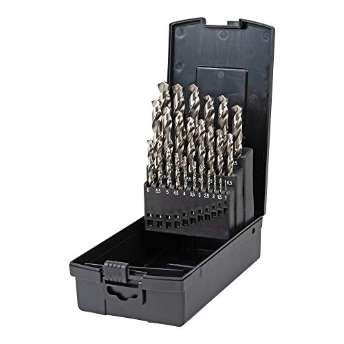 STIER Spiralbohrer Set HSS-G, 25-teilig, Metallbohrer Satz, Stahlbohrer Satz, geschliffen, zylinderischer Schaft, Spiralnut mit Oxidbeschichtung, in Kassette, DIN 338 von STIER