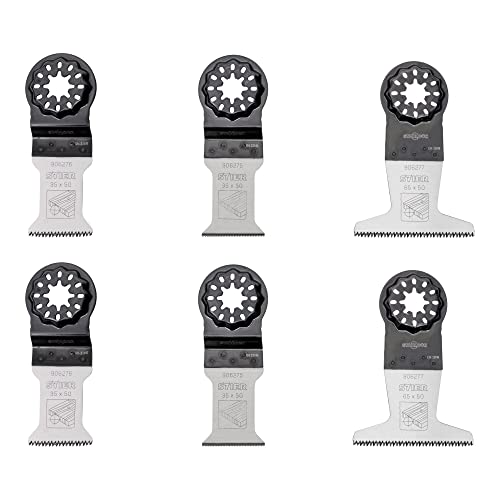 STIER Starlock Multitool Sägeblätter Holz 6-tlg | Set Sägeblätter für Holz | Tauchsägeblatt | Endurance-Sägeblatt Bi-Metall mit geschränkter Holzverzahnung von STIER