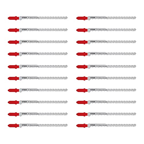 STIER Stichsägeblatt, 20 Stück, ST3182, Schnittlänge S 95 mm, Zahnteilung 2,2-3,2 mm, perfekt geeignet zum Zuschneiden von Holz, Arbeitsplatten, Verbundplatten, CV-Stichsägeblatt STIER Stichsägeblatt, 20 Stück, ST3182, Schnittlänge S 95 mm, Zahnteilung 2,2-3,2 mm, perfekt geeignet zum Zuschneiden von Holz, Arbeitsplatten, Verbundplatten, CV-Stichsägeblatt von STIER