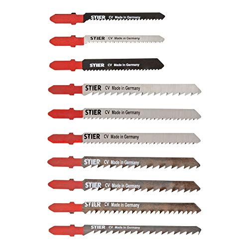 STIER Stichsägeblatt Set für Holz, 10-teilig, schneller sauberer Schnitt, gerader Schnitt, Kurvenschnitt, rauer Schnitt, für Weichhol, Sperrholz, MDF, Konstruktionsholz, Küchenarbeitsplatten STIER Stichsägeblatt Set für Holz, 10-teilig, schneller sauberer Schnitt, gerader Schnitt, Kurvenschnitt, rauer Schnitt, für Weichhol, Sperrholz, MDF, Konstruktionsholz, Küchenarbeitsplatten von STIER