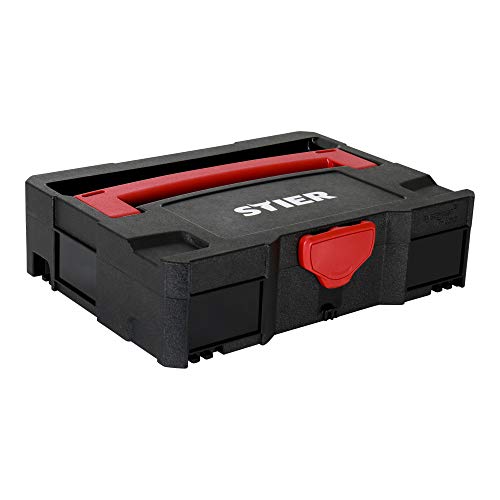 STIER Systainer I T-LOC BLACK-Edition, Werkzeugkoffer, 105 x 396 x 296 mm, Transportbox aus stabilem ABS-Kunststoff, Systemkoffer stapelbar, Sortierbox von STIER