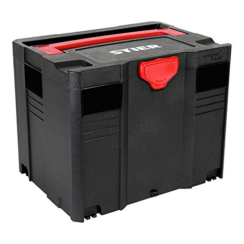 STIER Systainer IV T-LOC BLACK-Edition, Werkzeugkoffer, H 315 x B 396 x T 296, Transportbox aus stabilem ABS-Kunststoff, Systemkoffer stapelbar, Sortierbox von STIER