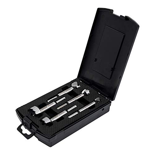 STIER hochwertiger Forstnerbohrer Set, 5-teilig in praktischer Kassette, Bohrergrößen: 15, 20, 25, 30, 35 mm mit 10 mm Schaft, geeignet für Hart- & Weichholz von STIER
