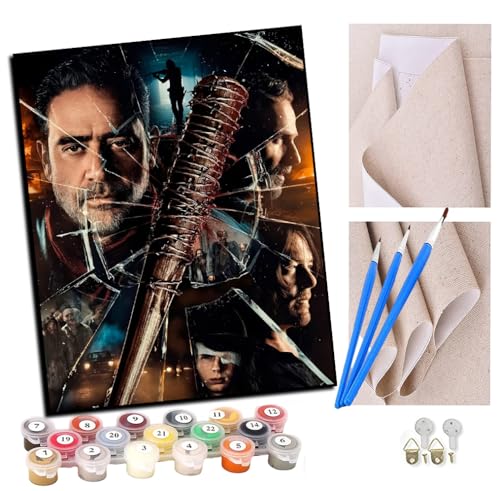 STIJAN DIY Malen nach Zahlen-Ölgemälde Geschenk für Erwachsene Kinder Horror-Zombies TWD 112 Malen Nach Zahlen Kits Wohnzimmer Schlafzimmer Wanddekoration 16 * 20inch(Rahmenlos) von STIJAN