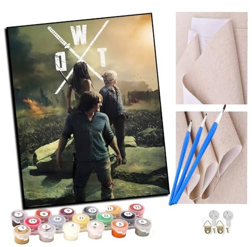 STIJAN Malen nach Zahlen Kits Kunst Horror-Zombies TWD 116 DIY vorgedruckte Leinwand Ölgemälde Geschenk für Erwachsene Kinder Home House Decor 40 * 50 cm rahmenlose von STIJAN
