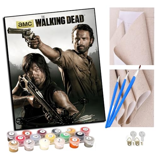 STIJAN Malen nach Zahlen Kits für Erwachsene und Kinder Horror-Zombies TWD 06 Diy Digitales Ölgemälde Geschenk Kits Vorgedruckte Leinwand Kunst Dekoration -16 * 20 Zoll Rahmenlose von STIJAN