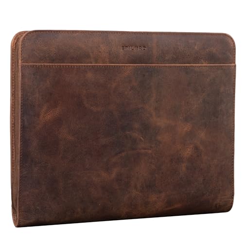 STILORD 'Massimo' Große Dokumentenmappe Leder Vintage Schreibmappe Konferenzmappe DIN A4 13,3 Zoll Laptop Aktentasche Akten-Mappe dokumententasche Ledermappe Echtleder, Farbe:sepia - braun STILORD 'Massimo' Große Dokumentenmappe Leder Vintage Schreibmappe Konferenzmappe DIN A4 13,3 Zoll Laptop Aktentasche Akten-Mappe dokumententasche Ledermappe Echtleder, Farbe:sepia - braun von STILORD