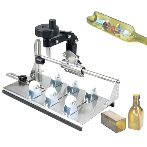 STMKB Handrad-Glasflaschenschneider, DIY-Glasflaschen-Schneideset, 360° Drehbare Klinge, Edelstahlbasis, Verschiedene Schnittformen, Für Bier, Whisky, Wein, Champagner von STMKB