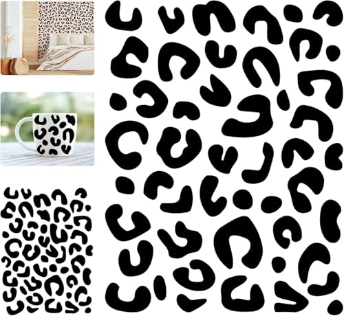2PCS Leopard Tattoo Aufkleber, STNRST-IN Wasserdichte Selbstklebende Tiere Aufklebers, Schwarzer Leopard Print Vinyl Aufkleber für Laptop Gepäck Cup Skateboard Fahrrad (14.4x20cm,37x50cm) von STNRST-IN