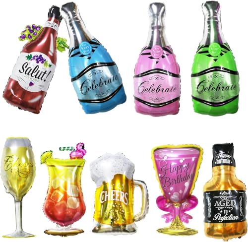 9 Stück Champagner-Ballon, STNRST-IN Beer Themed Folienballons, Whiskeyflaschen-Becher, Aluminium-Ballon für Geburtstag, Hochzeit, Verlobung, Feier, Junggesellenabschied, Brautparty-Dekorationen 9 Stück Champagner-Ballon, STNRST-IN Beer Themed Folienballons, Whiskeyflaschen-Becher, Aluminium-Ballon für Geburtstag, Hochzeit, Verlobung, Feier, Junggesellenabschied, Brautparty-Dekorationen von STNRST-IN