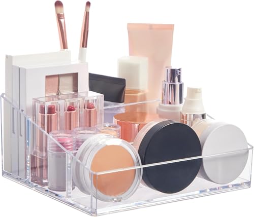STNRST-IN 2 transparente Make-up-Aufbewahrungsboxen aus Acryl, multifunktional, graue Kosmetik-Aufbewahrungsbox mit 7 Fächern, transparenter Nagellack-Organizer für Lippenstift, Lidschatten, Nagellack STNRST-IN 2 transparente Make-up-Aufbewahrungsboxen aus Acryl, multifunktional, graue Kosmetik-Aufbewahrungsbox mit 7 Fächern, transparenter Nagellack-Organizer für Lippenstift, Lidschatten, Nagellack von STNRST-IN
