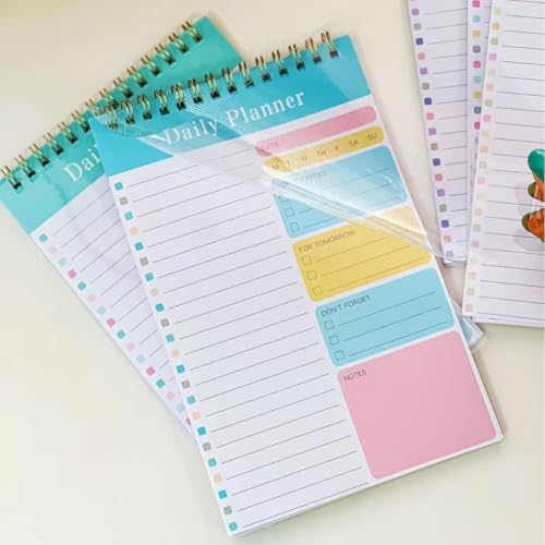 STNRST-IN Notizblock, Spiral-To-Do-Liste, A5, undatierter Tagesplaner, Notizblock mit 82 Abreißblättern, To-Do-Notizbuch für Zuhause, Büro, Schulbedarf, Aufgaben, Notizen, 2 Packungen (blau und grün) von STNRST-IN