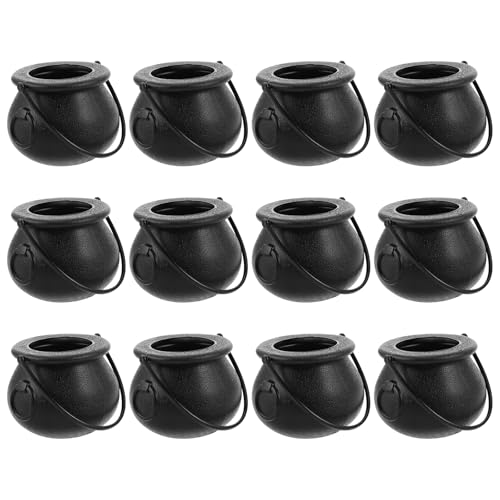 STOBAZA, 12 Stück Mini-Kessel, Schwarz Halloween Schale für Süßigkeiten, Kessel Tassen mit Griff Süßigkeitenhaltertopf für Halloween Partyzubehör STOBAZA, 12 Stück Mini-Kessel, Schwarz Halloween Schale für Süßigkeiten, Kessel Tassen mit Griff Süßigkeitenhaltertopf für Halloween Partyzubehör von STOBAZA