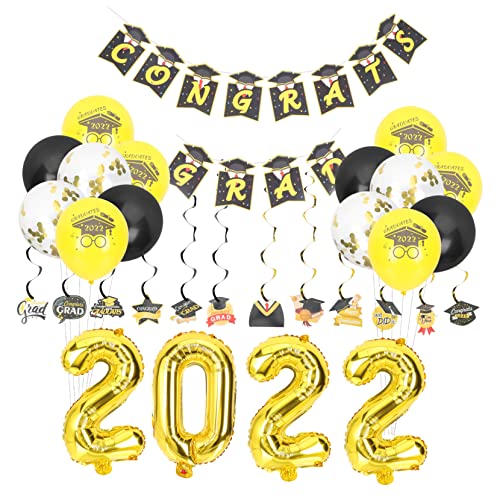 STOBAZA 1 Satz Abschlussfeier Dekorationen Abschlussspirale Abschlussbanner 2022 Glückwunsch Luftballons Ballonbanner 2021 Buchstabe Ein Ornament Abschlussdekorationen Papier Spiral- Kranz von STOBAZA
