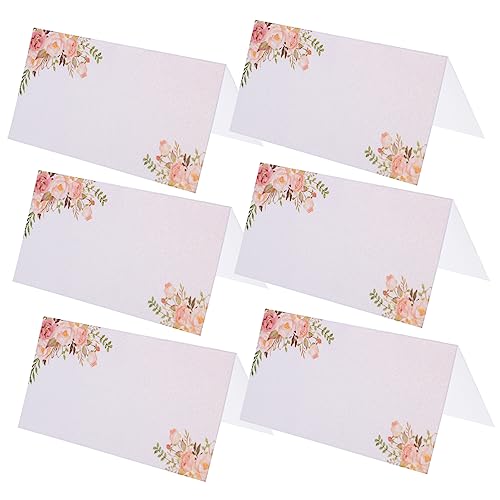 STOBAZA 1 Satz Platzkarten Tischkarten Zum Beschriften Mit Blumenmuster Für Hochzeiten Konfirmationen Und Feiern Persönliche Namenskarten Für Ihre Feierlichkeiten 50 Stück von STOBAZA