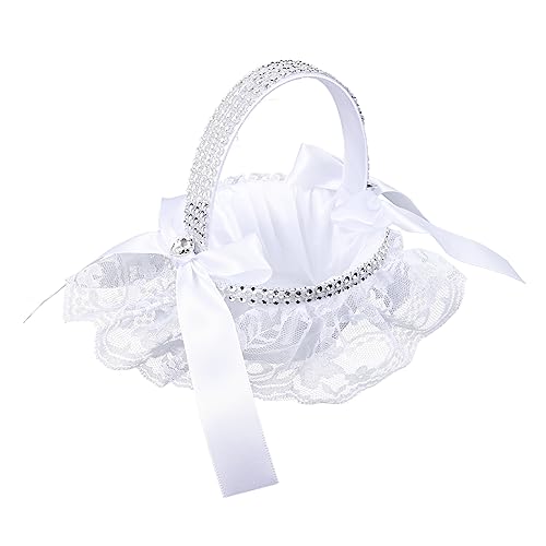 STOBAZA 1 Stück Blumenkorb für Weißer Hochzeitskorb mit Spitze Leicht für Blumen und Süßigkeiten Hochzeitszeremonien und Feiern STOBAZA 1 Stück Blumenkorb für Weißer Hochzeitskorb mit Spitze Leicht für Blumen und Süßigkeiten Hochzeitszeremonien und Feiern von STOBAZA