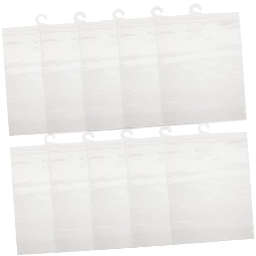 STOBAZA 10 Stck. Teiliges Transparentes Plastik Aufbewahrungsbeutel mit Haken Langlebige und Klare Hängetaschen für Klassenzimmer Büro und Vielseitige Nutzung Einfach zu Bedienen und von STOBAZA
