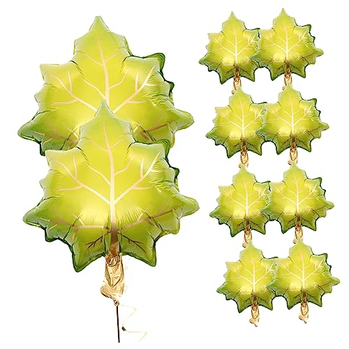 STOBAZA 10 Stück Folienballons Ahornblatt Design Herbstfest Dekoration für Erntedankfest und Partys Grüne Luftballons für Feierlichkeiten von STOBAZA