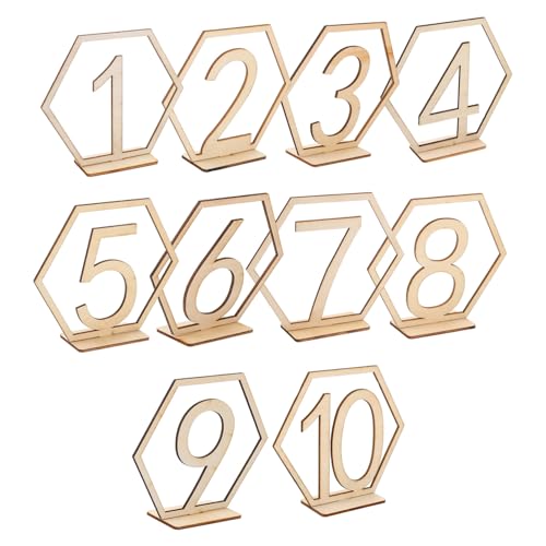 STOBAZA 10 Stück Teiliges Holz Tischnummernschilder Hexagonal Design Langlebig Rustikal für Hochzeit Bankett Party Sitzordnung und Tischdekoration STOBAZA 10 Stück Teiliges Holz Tischnummernschilder Hexagonal Design Langlebig Rustikal für Hochzeit Bankett Party Sitzordnung und Tischdekoration von STOBAZA