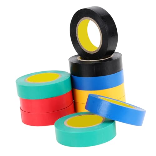 STOBAZA 10 Stück Teiliges PVC Isolierband Farbige Elektroband in Schwarz Rot Grün Blau Gelb Flammhemmendes Hitzebeständiges Klebeband für Elektriker Auto DIY Haushalt STOBAZA 10 Stück Teiliges PVC Isolierband Farbige Elektroband in Schwarz Rot Grün Blau Gelb Flammhemmendes Hitzebeständiges Klebeband für Elektriker Auto DIY Haushalt von STOBAZA