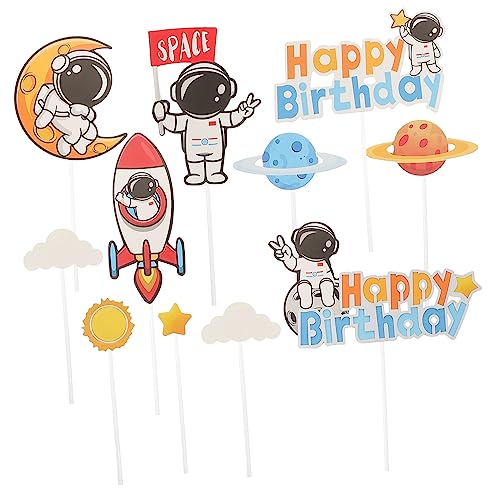 STOBAZA 10st Astronautenkarte Cupcake-picks Kuchen Verzieren Kabobs Cupcake-topper Planetenkuchendekorationen Backen Von Lebensmitteln Space-cupcake-förmchen Pappbecher Karikatur Plastik von STOBAZA