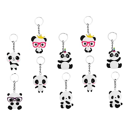 STOBAZA 10St Schlüsselanhänger Handyspielzeug für Kinder Panda-Spielzeug Schlüsselbund Dekor Schlüsselringe Mehrzweck-Panda-Anhänger Panda-Geschenke Taschen Ornament PVC von STOBAZA