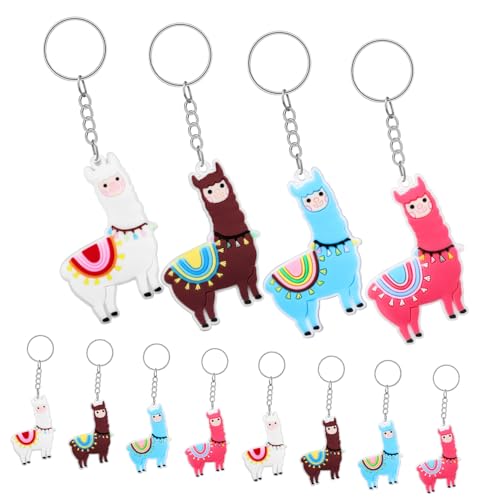STOBAZA 12 Stück Teiliges Alpaka Schlüsselanhänger Bunte Cartoon Tier Anhänger Niedliche Bag Hanging Ornament Schlüsselringe Einfache Befestigung als für Kindergeburtstag und Party von STOBAZA