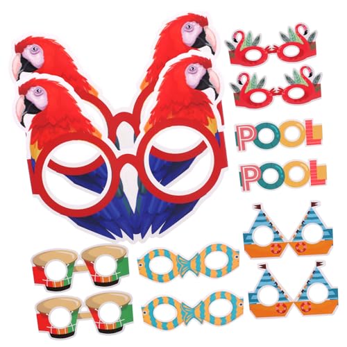 STOBAZA 12 Stück Teiliges Hawaii Party Papierbrillen Bunte Brillen Fotorequisiten Sommerliche Strandparty Dekoration Auffälliges Hawaii Kostümzubehör von STOBAZA