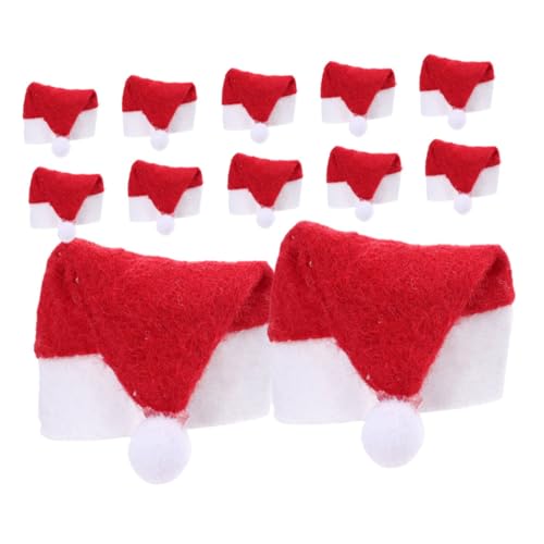 STOBAZA 12 Stück Teiliges Mini Nikolausmützen aus Robustem Vliesstoff Wiederverwendbare Weihnachtsdeko für Lutscher Weinflaschen und Festliche Tischdeko Kinderfreundlich und Vielseitig von STOBAZA